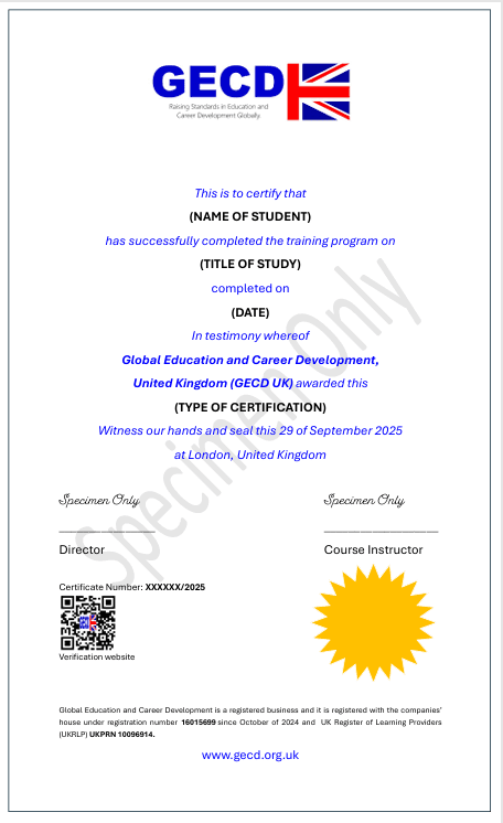 Certificate specimen